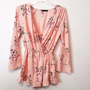 Peach Floral Romper